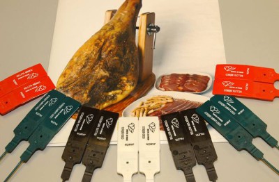 Los cuatro colores de etiqueta que establece la llamada Norma del Ibérico.